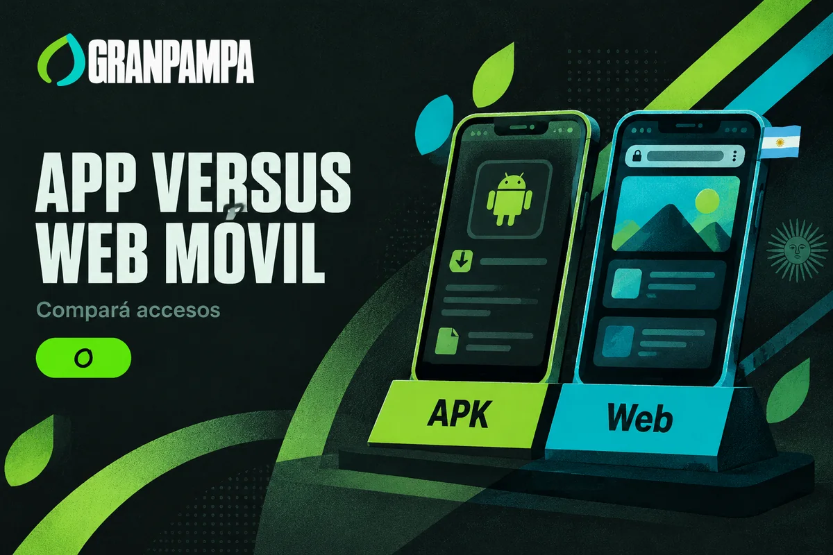 Dos celulares comparan el archivo APK y el acceso web