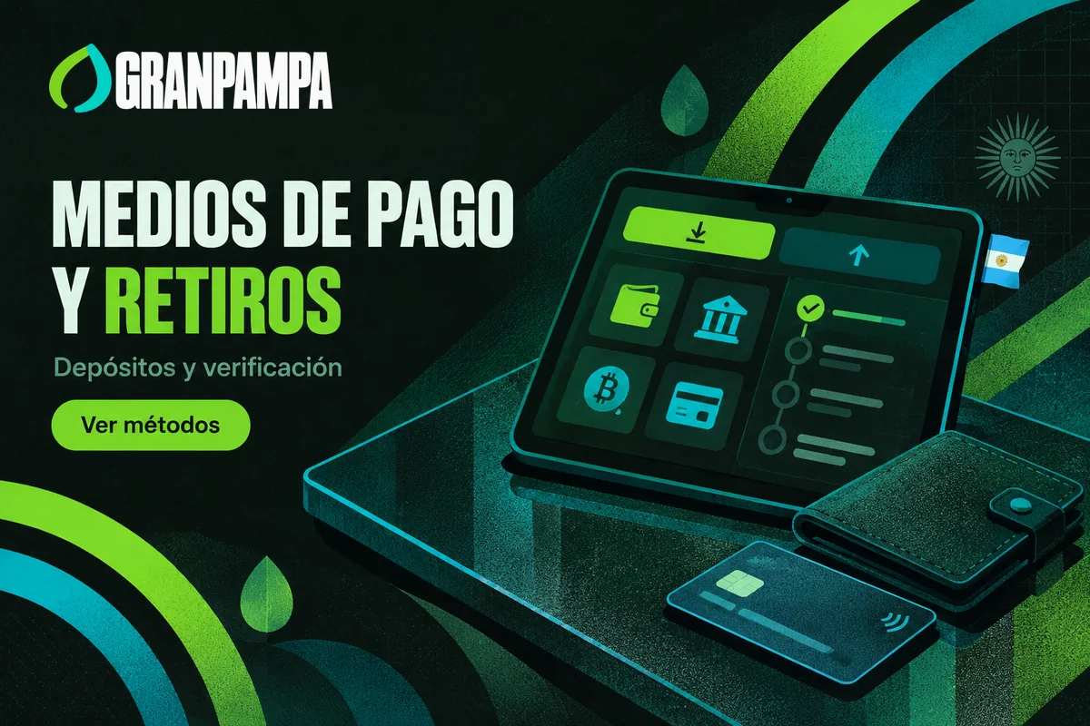 Tableta con métodos de pago y seguimiento de retiros.