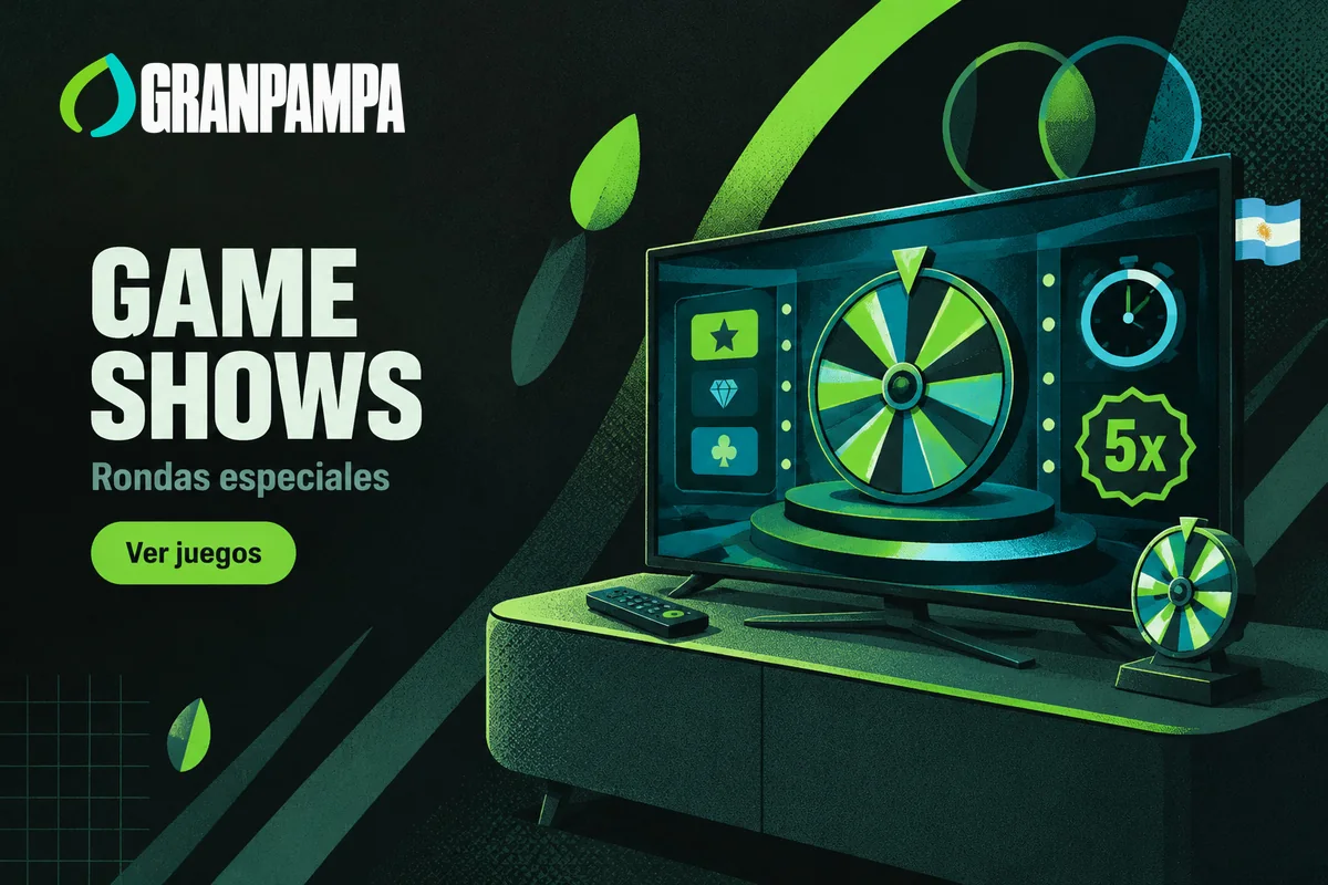 Pantalla con game show, rueda y multiplicador de ronda especial.