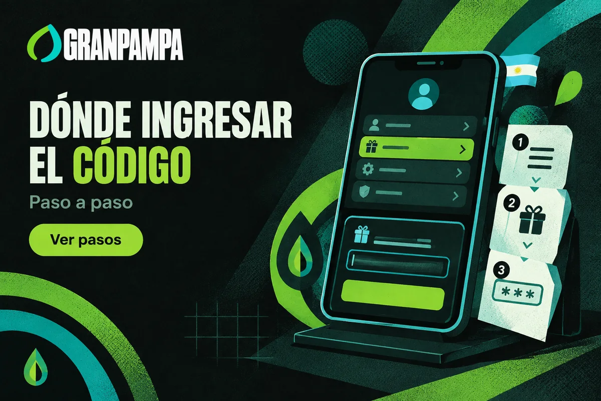 Celular con menú de canje y campo para ingresar códigos.