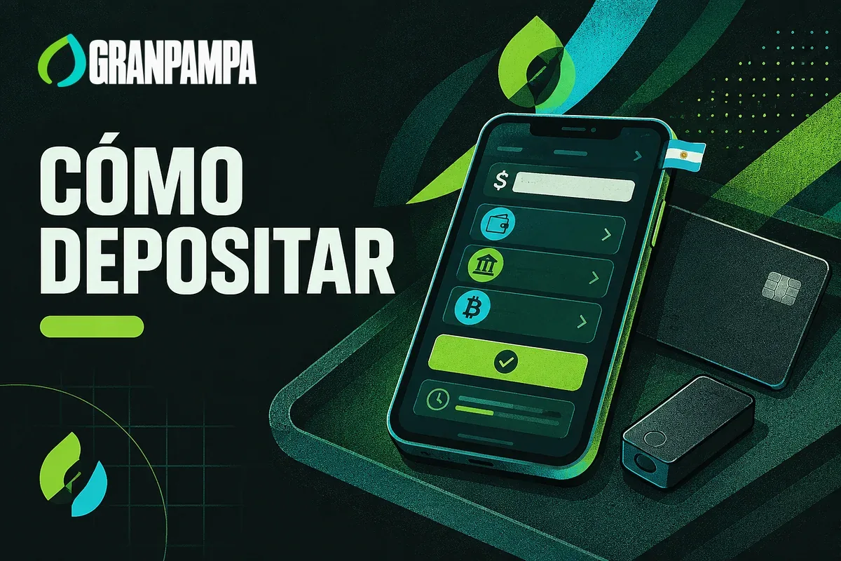 Celular con depósito mediante billeteras, transferencia bancaria y criptomonedas.