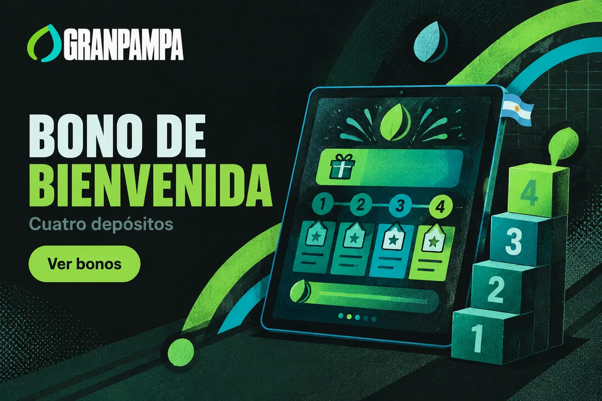 Tablet con bono de bienvenida dividido en cuatro depósitos.