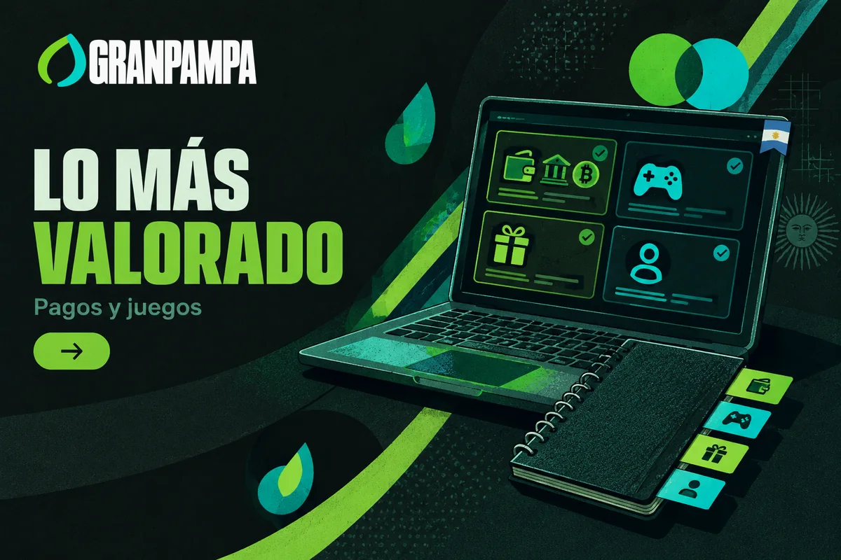 Laptop con aspectos valorados sobre pagos, juegos y acceso.