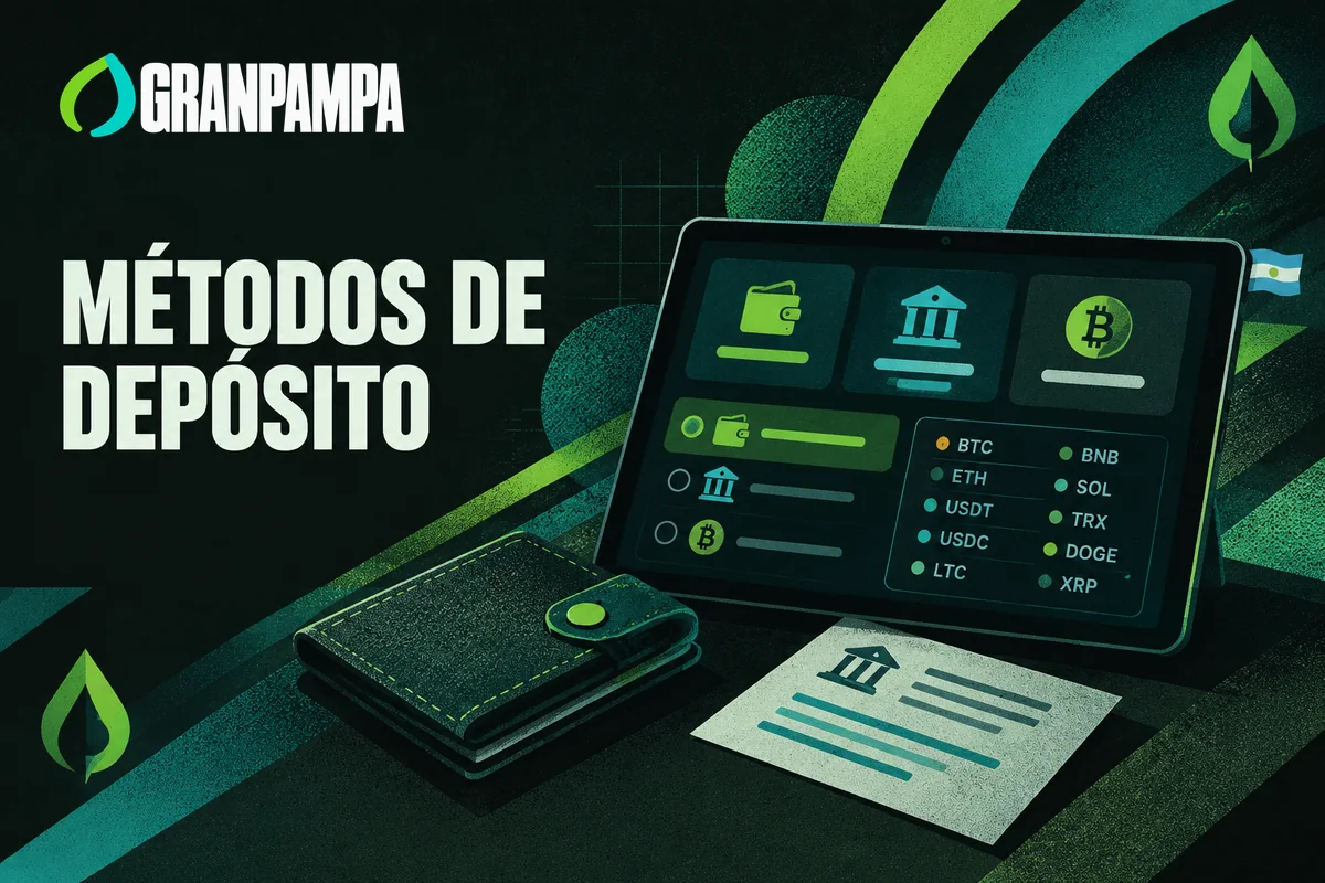 Tablet con opciones de depósito, billetera y comprobante bancario.