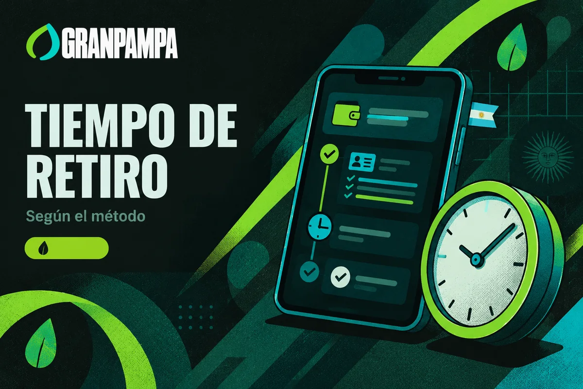 Celular con seguimiento del retiro junto a un reloj.