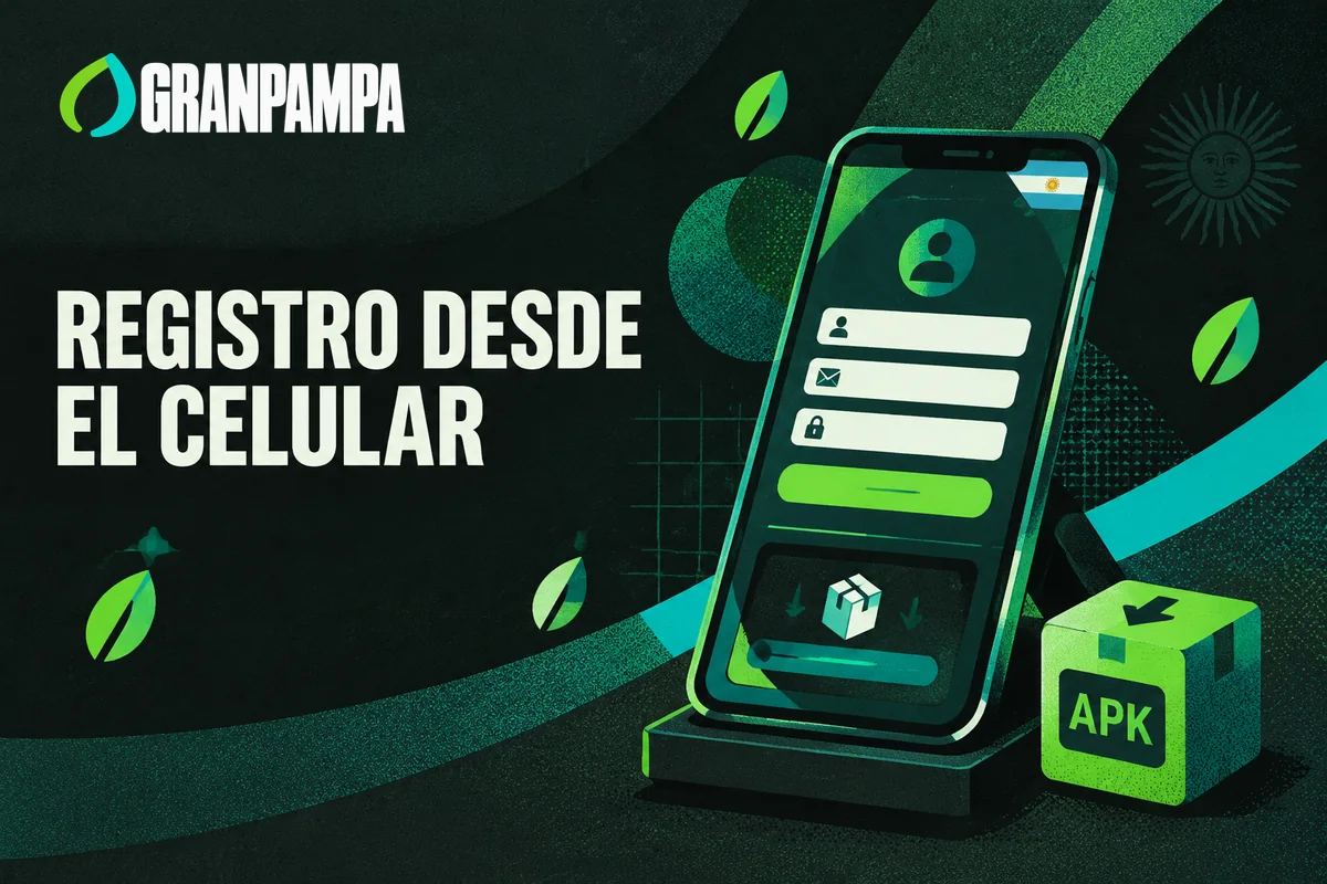 Celular con formulario de registro y opción de descarga APK