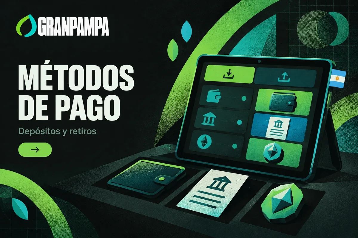 Tablet con opciones de billeteras, transferencias y criptomonedas